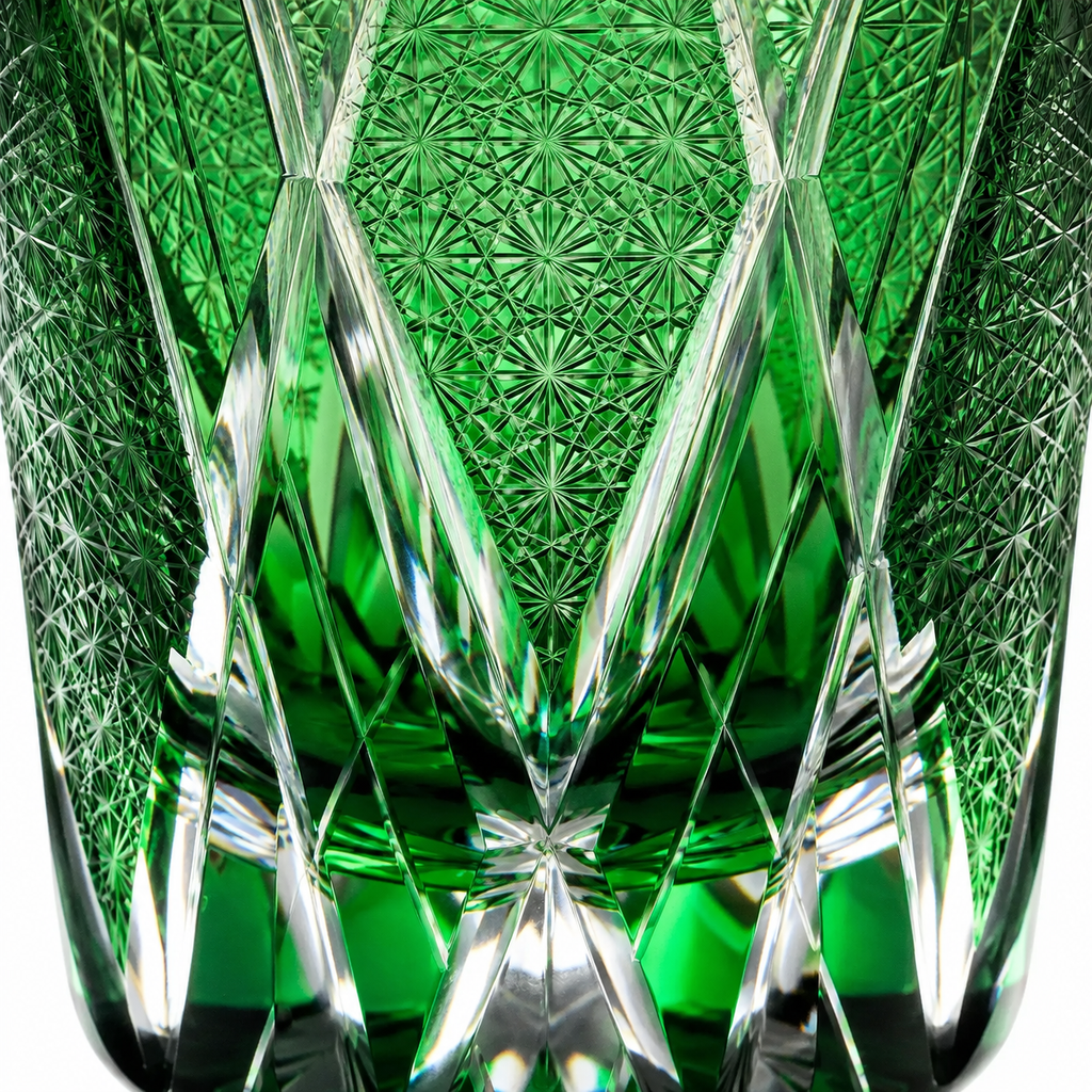 Cypress Green Edo Kiriko Whisky Glass | Japanese Crystal Tumbler - Product image 4