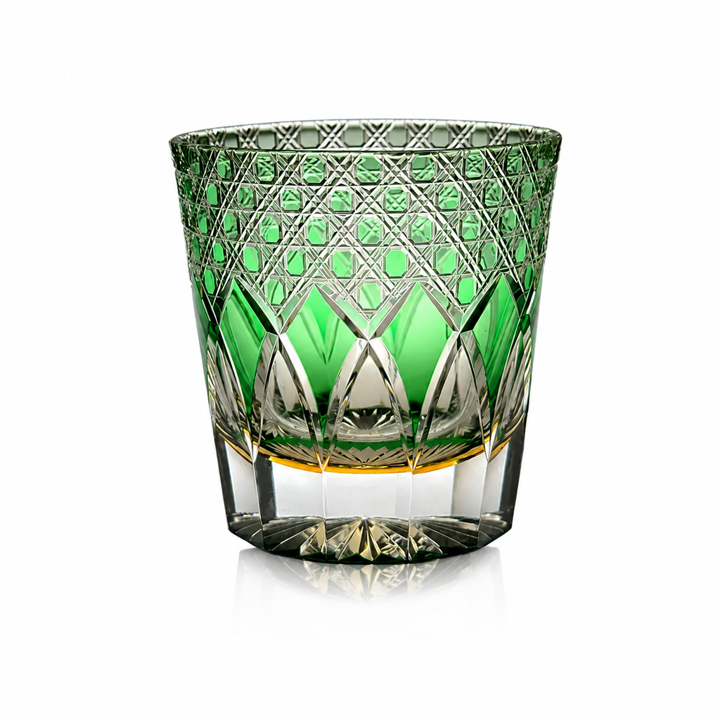 Emerald Shadow Edo Kiriko Whisky Glass | Japanese Crystal Tumbler - Product image 1