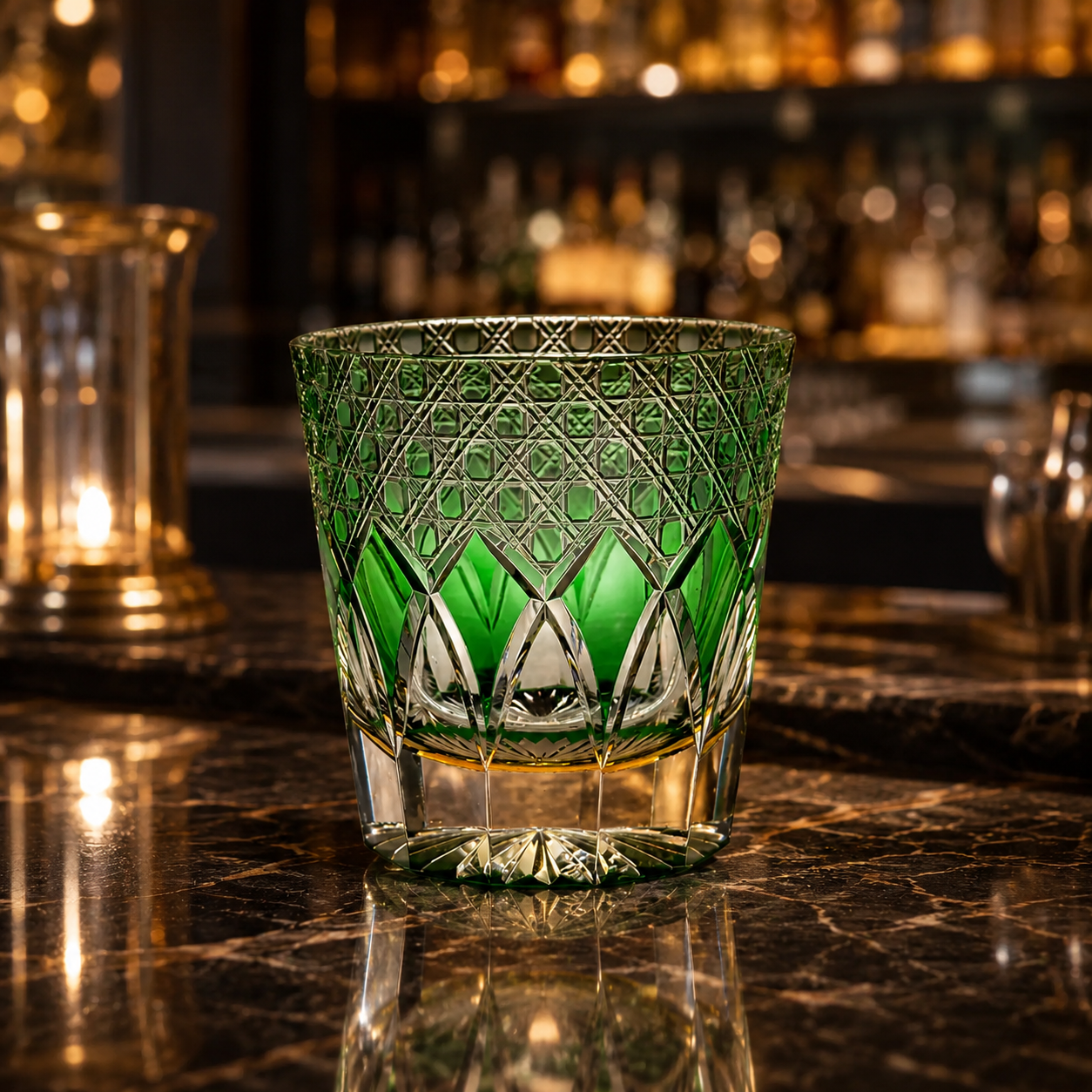 Emerald Shadow Edo Kiriko Whisky Glass | Japanese Crystal Tumbler - Product image 2