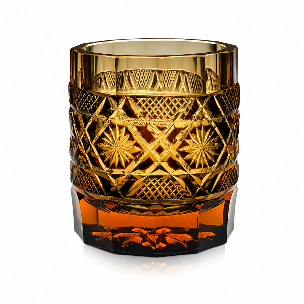 Amber Stone Edo Kiriko Whisky Glass | Japanese Crystal Tumbler - Product image 1