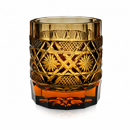 Amber Stone Edo Kiriko Whisky Glass | Japanese Crystal Tumbler - Product image 1