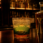 Handcrafted Edo Kiriko Mount Fuji Whisky Glass | Green Japanese Crystal Tumbler - Product image 2