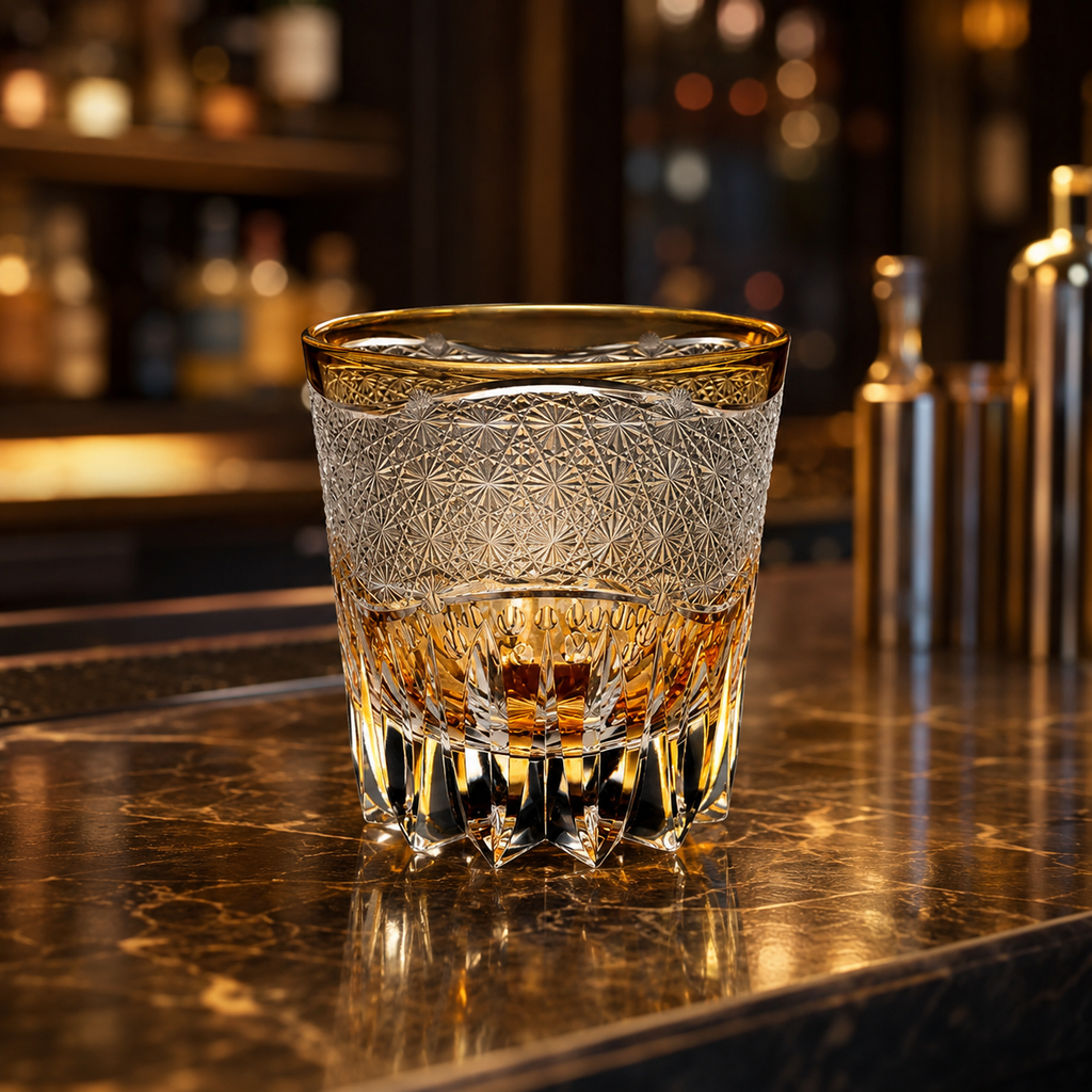 Golden Radiance Edo Kiriko Whisky Glass | Japanese Cut Crystal Tumbler - Product image 2