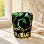 Black Crystal Serpent Whisky Glass | Green Gold Relief Tumbler - Product image 3