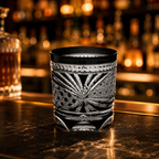 Black Peacock Feather Edo Kiriko Whisky Glass | Japanese Crystal Tumbler - Product image 2