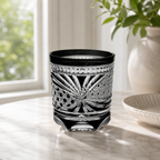 Black Peacock Feather Edo Kiriko Whisky Glass | Japanese Crystal Tumbler - Product image 3