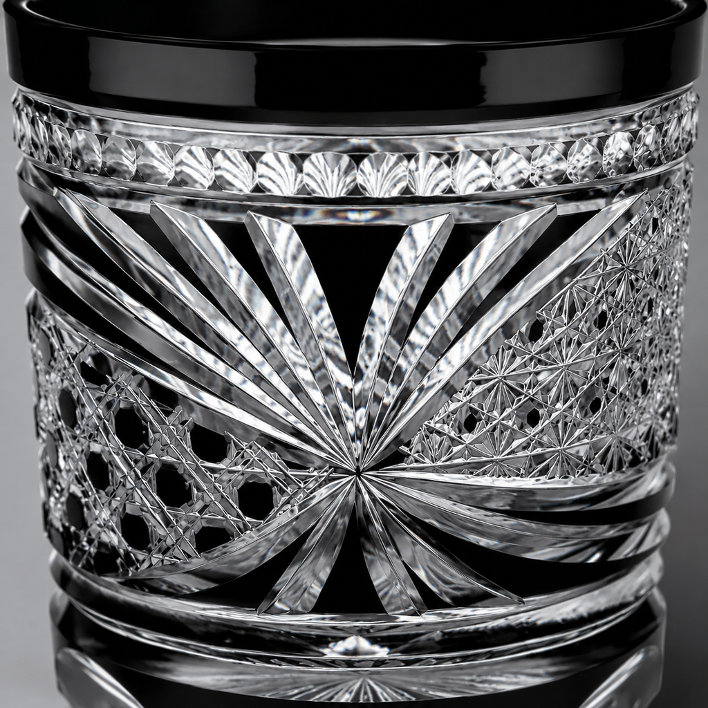 Black Peacock Feather Edo Kiriko Whisky Glass | Japanese Crystal Tumbler - Product image 4