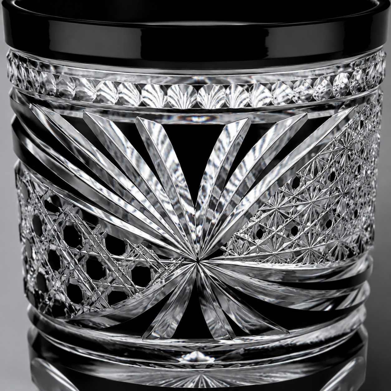 Black Peacock Feather Edo Kiriko Whisky Glass | Japanese Crystal Tumbler - Product image 4