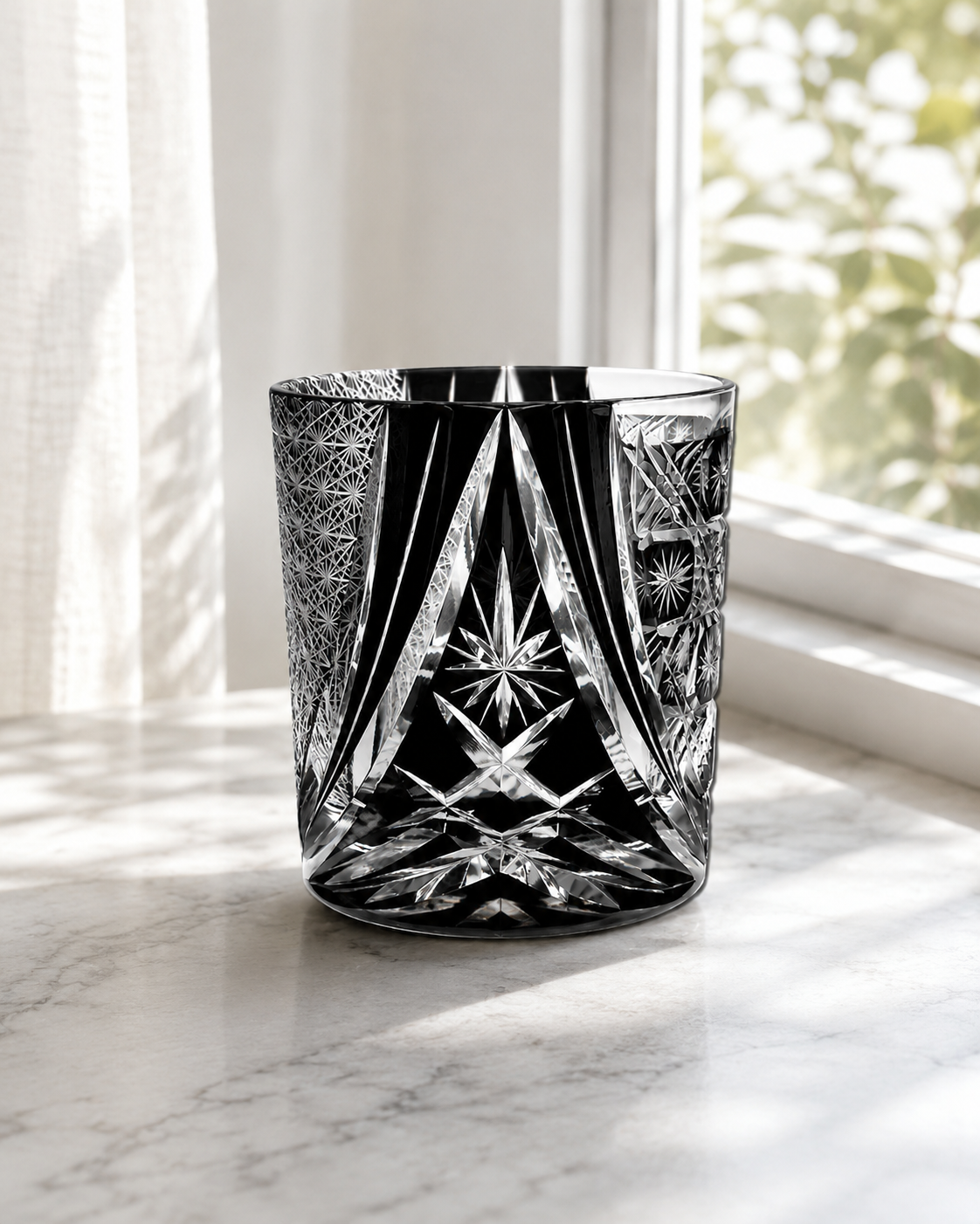 Midnight Day Edo Kiriko Whisky Glass | Black Clear Japanese Tumbler - Product image 3