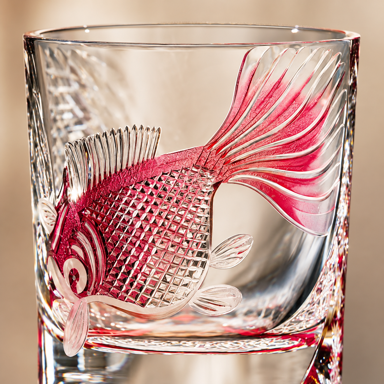 Red Gold Koi Crystal Whisky Glass | Japanese Art Tumbler - Product image 4