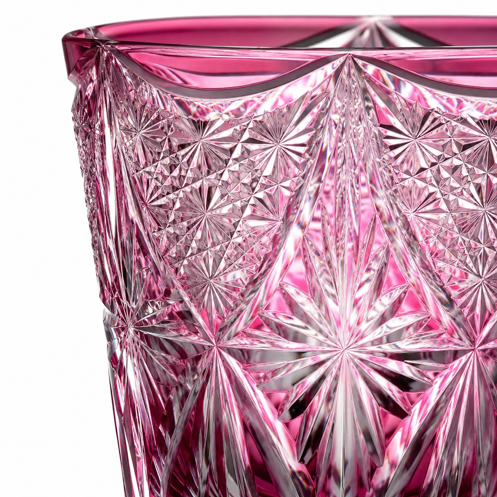 Rose Key Red Crystal Whisky Glass | Japanese-Inspired Cut Tumbler - Product image 4