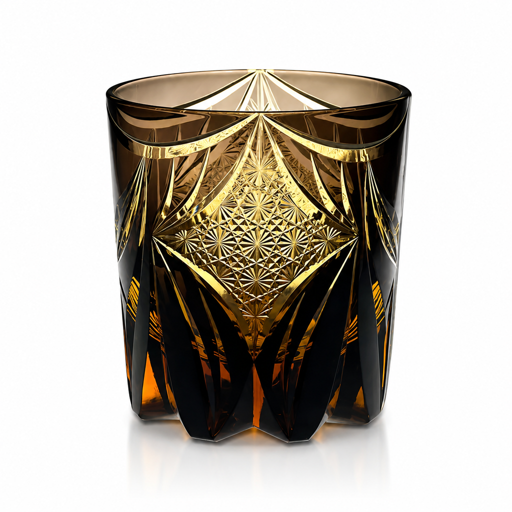 Amber Butterfly Edo Kiriko Whisky Glass | Japanese Crystal Tumbler - Product image 1
