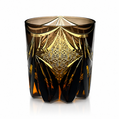 Amber Butterfly Edo Kiriko Whisky Glass | Japanese Crystal Tumbler - Product image 1