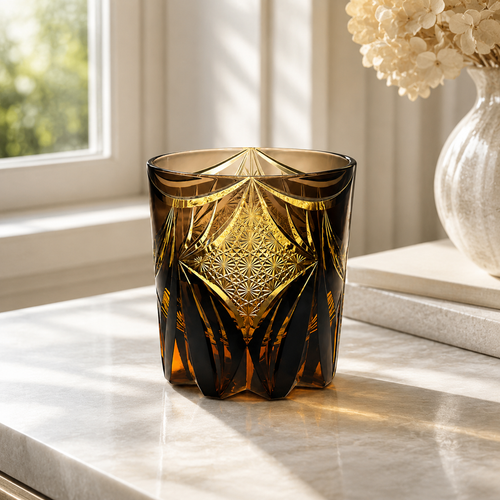 Amber Butterfly Edo Kiriko Whisky Glass | Japanese Crystal Tumbler - Product image 3