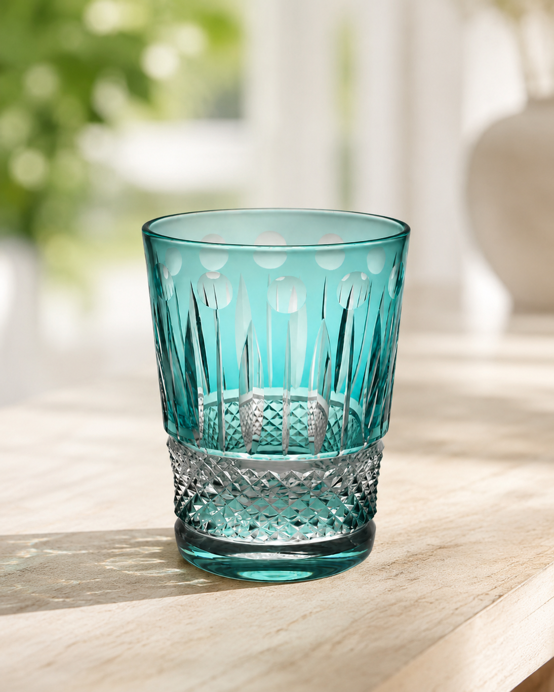 Sea Blue Crown Crystal Whisky Glass | Japanese-Inspired Cut Tumbler - Product image 3
