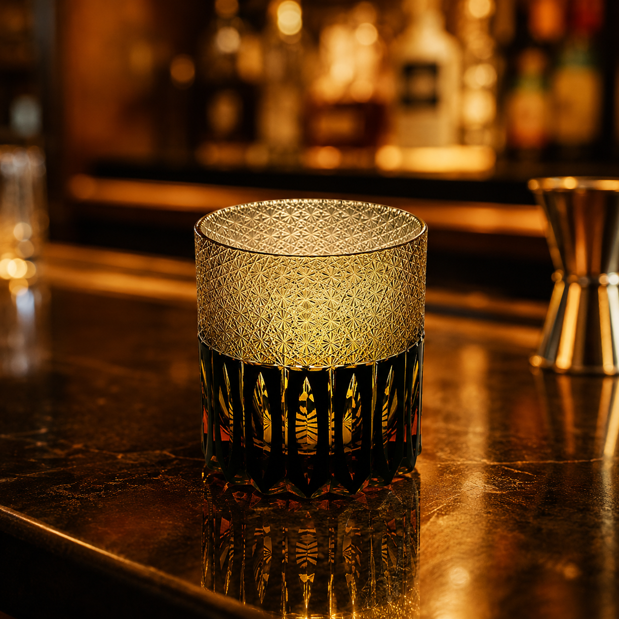 Golden Dawn Edo Kiriko Whisky Glass | Black Gold Japanese Tumbler - Product image 2