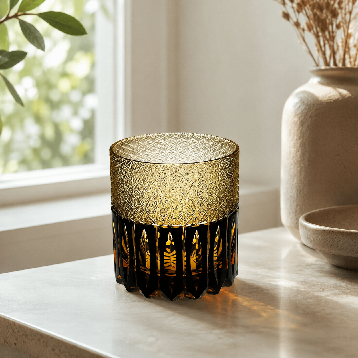 Golden Dawn Edo Kiriko Whisky Glass | Black Gold Japanese Tumbler - Product image 3