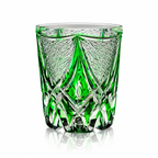 Czech Green Flame Crystal Whisky Glass | Hand-Cut European Tumbler - Product image 1
