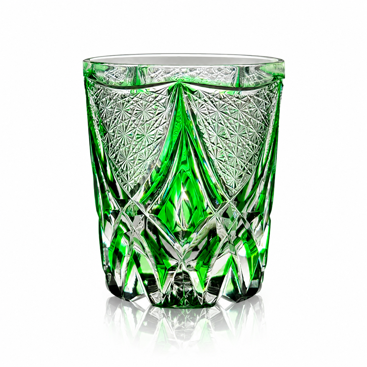 Czech Green Flame Crystal Whisky Glass | Hand-Cut European Tumbler - Product image 1