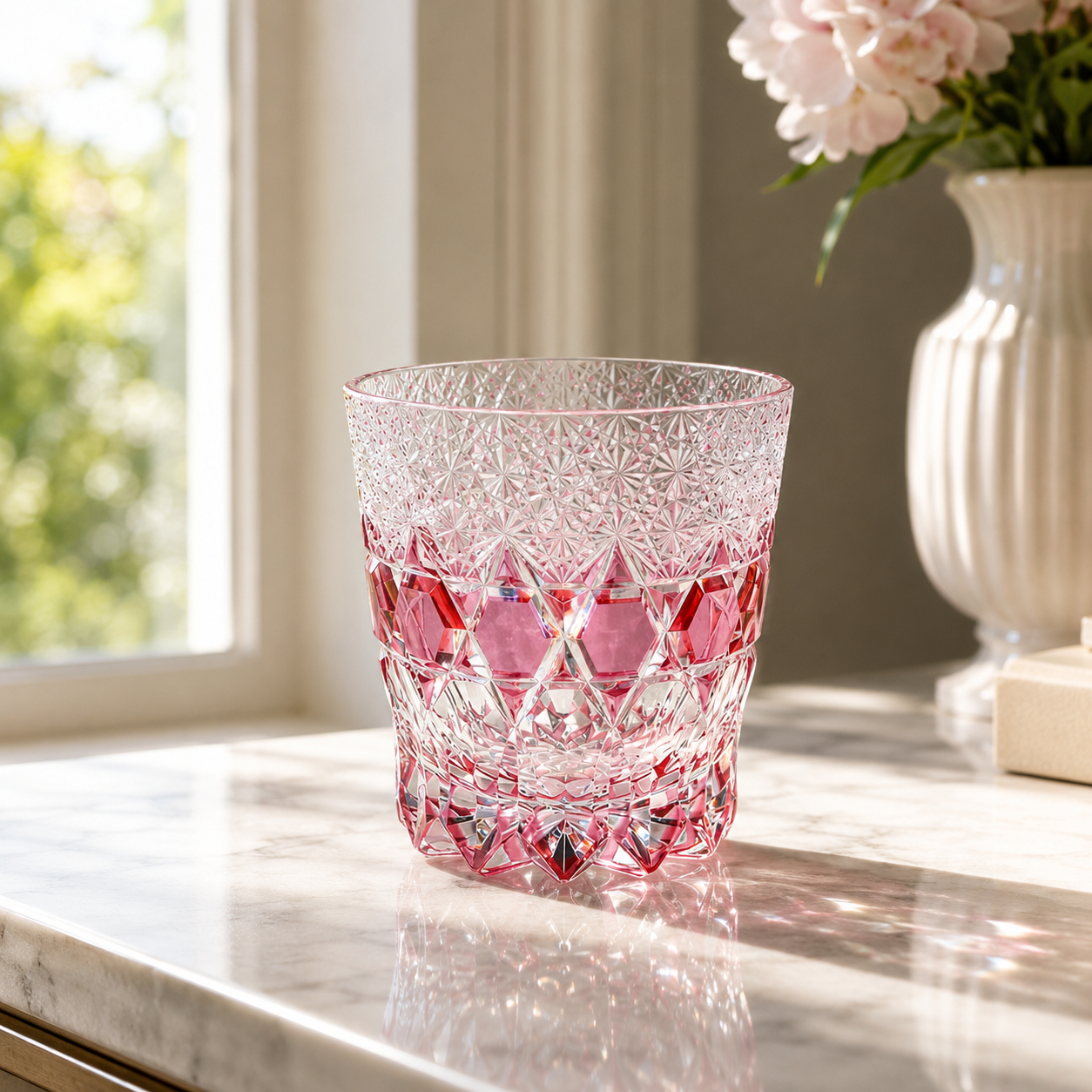 Rose Fluorite Edo Kiriko Whisky Glass | Japanese Crystal Tumbler - Product image 3