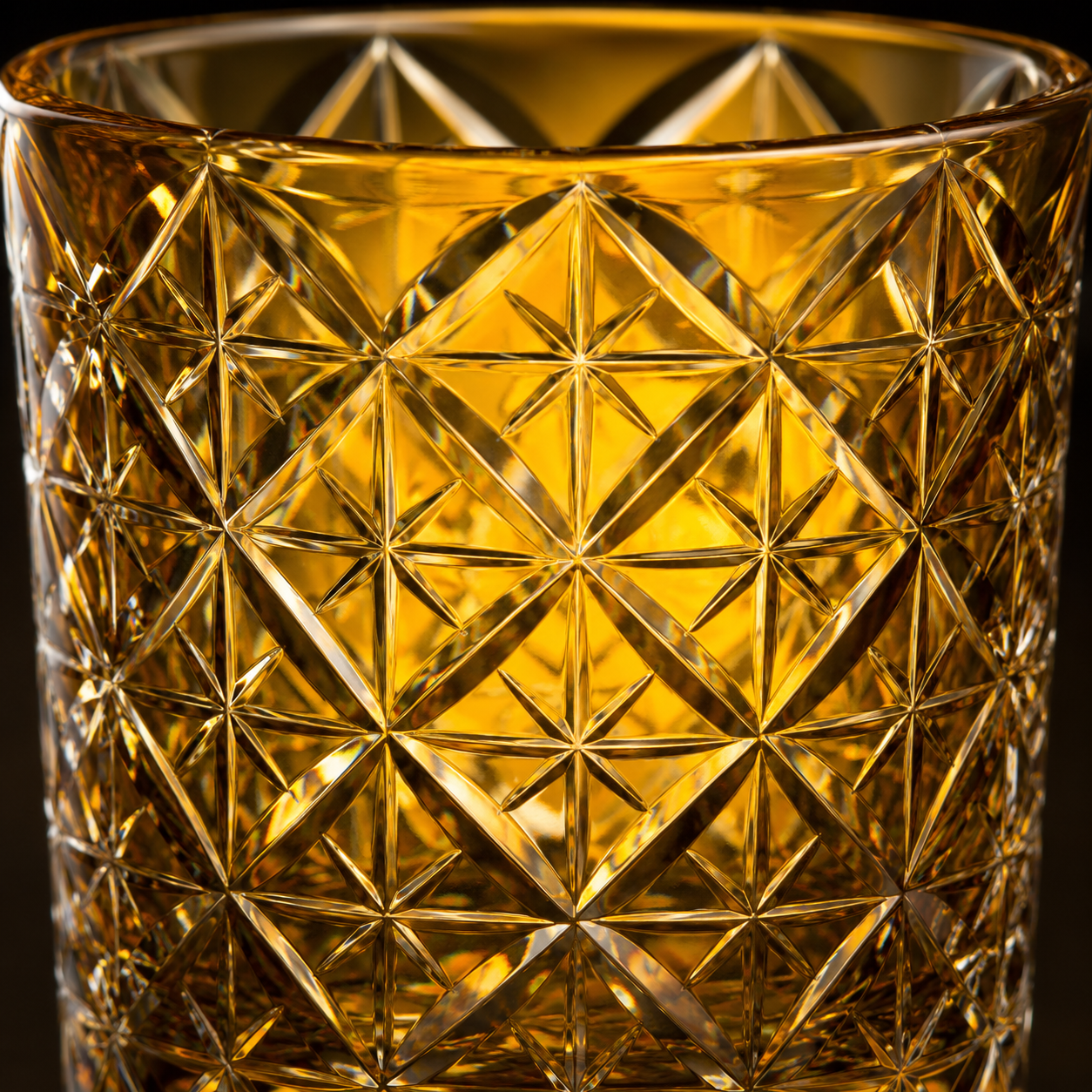 Amber Shippo Edo Kiriko Whisky Glass | Japanese Crystal Tumbler - Product image 4