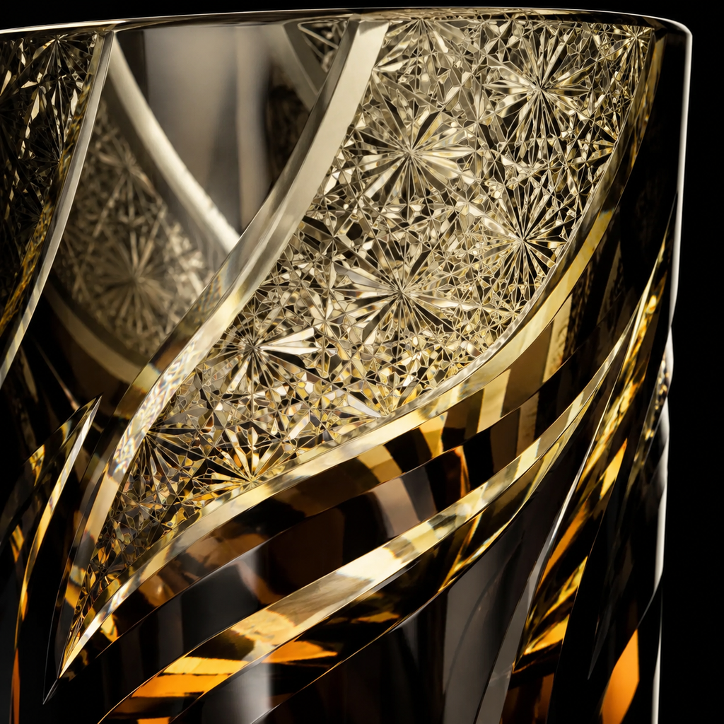 Hurricane Amber Edo Kiriko Whisky Glass | Japanese Crystal Tumbler - Product image 4
