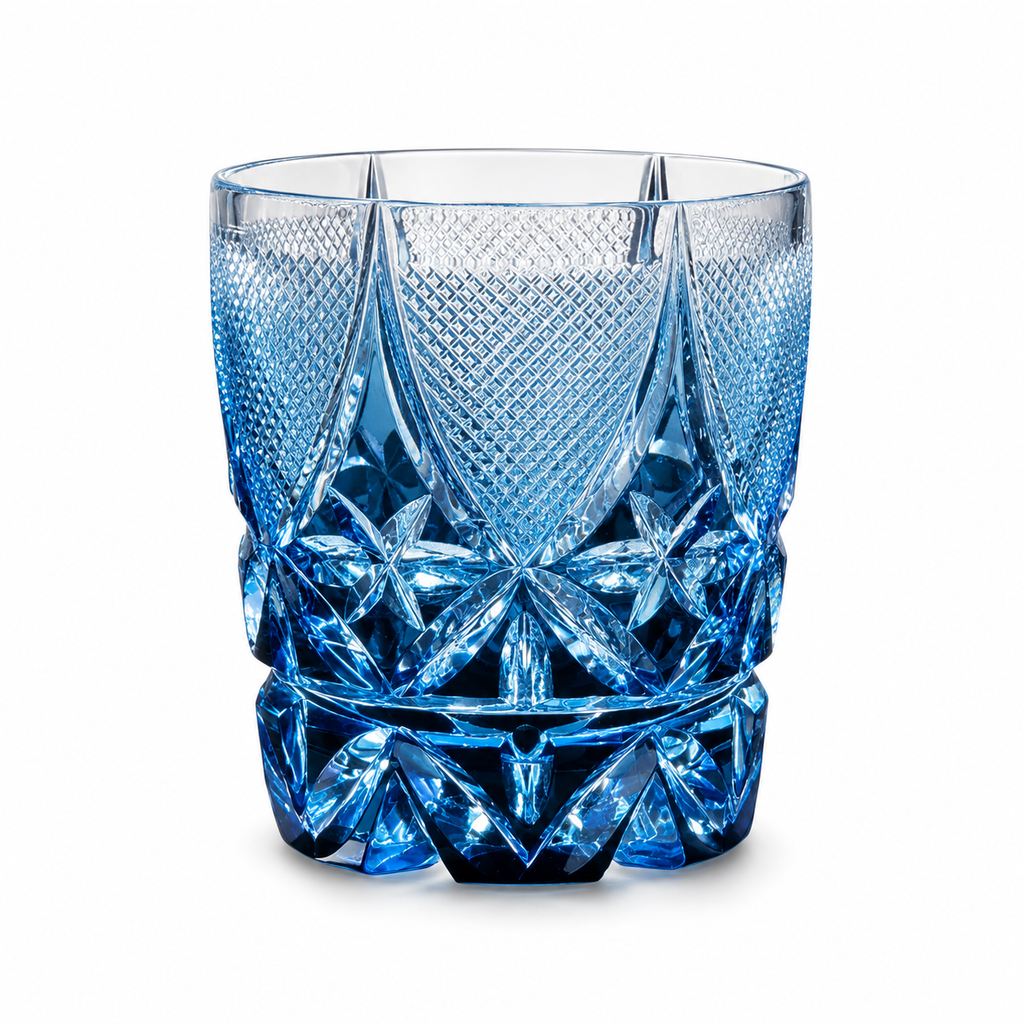Satsuma Blue Crystal Whisky Glass | Japanese-Inspired Faceted Tumbler - Product image 1