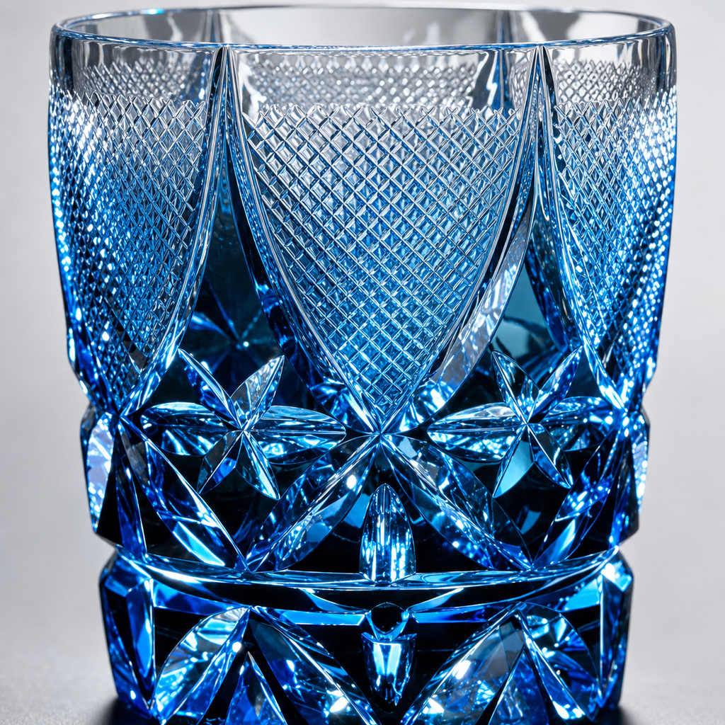 Satsuma Blue Crystal Whisky Glass | Japanese-Inspired Faceted Tumbler - Product image 2