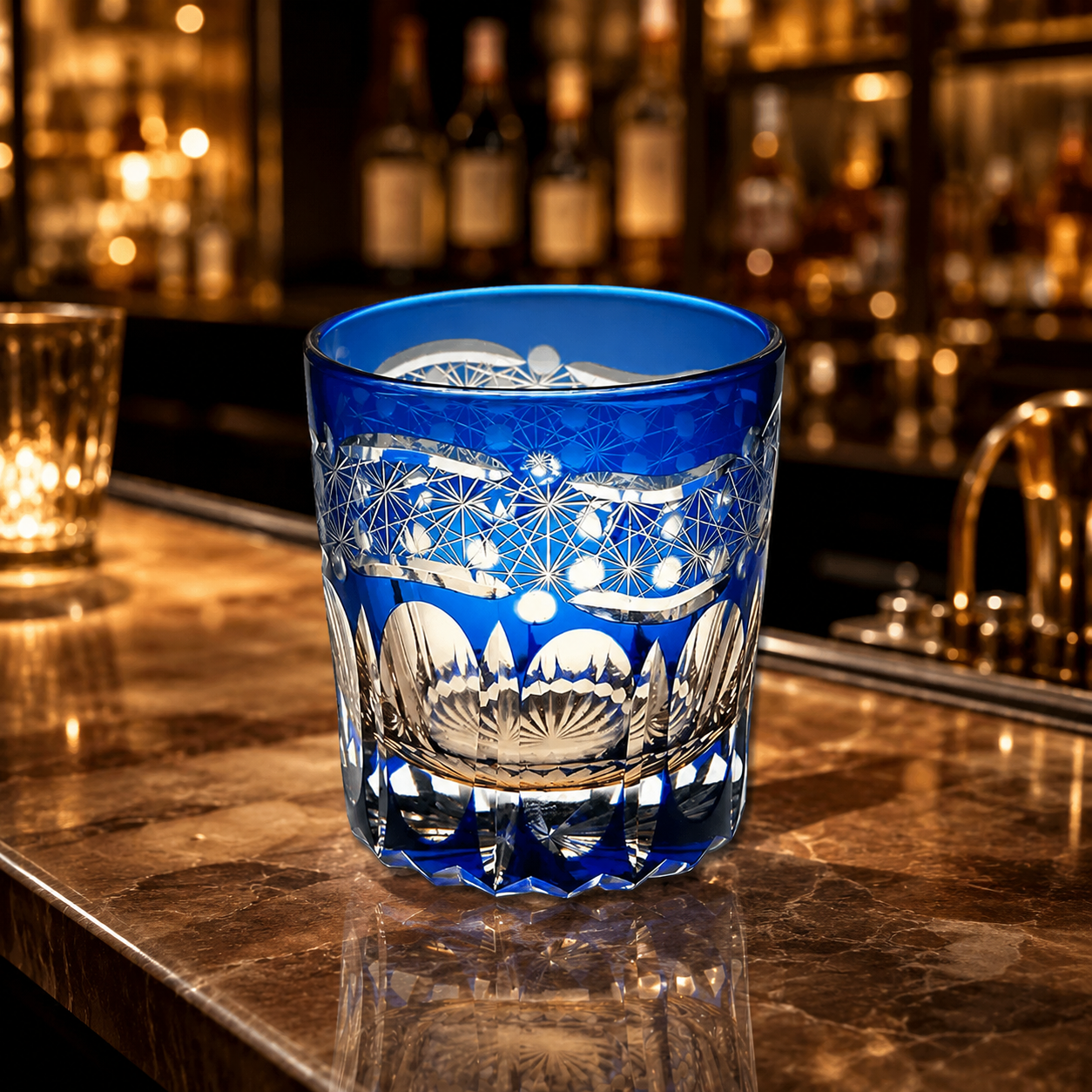 Blue Aurora Edo Kiriko Whisky Glass | Japanese Crystal Tumbler - Product image 2