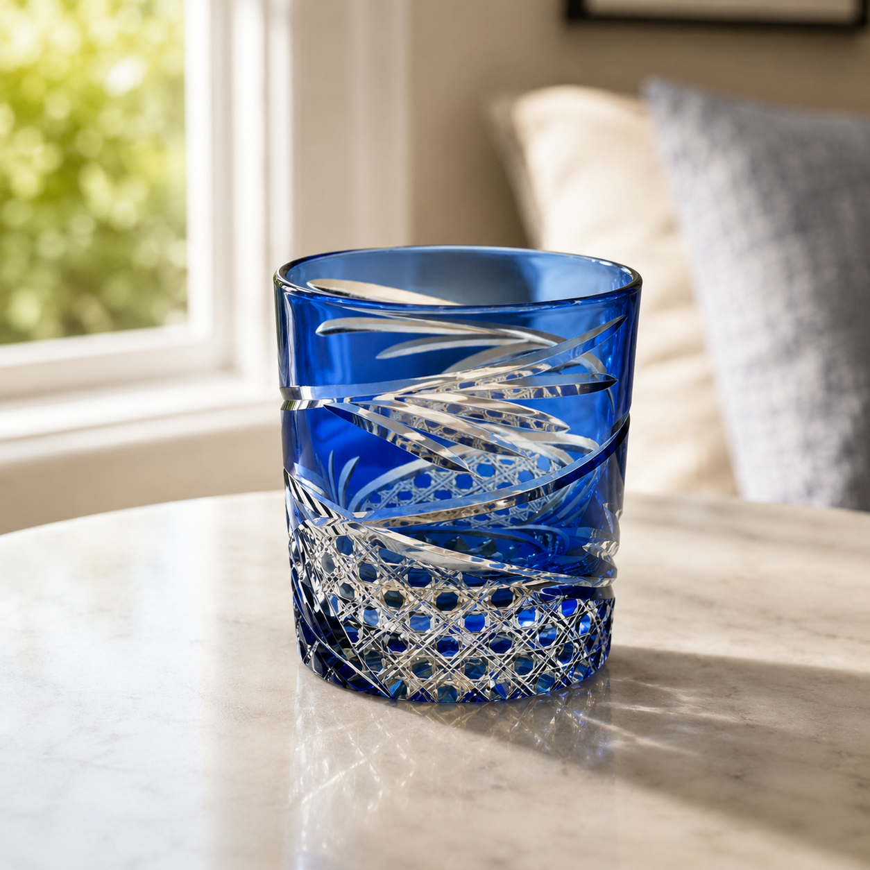 Blue Dance Edo Kiriko Whisky Glass | Japanese Crystal Tumbler - Product image 3