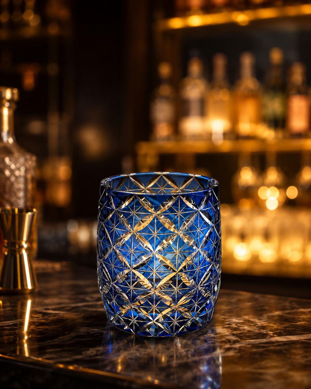 Blue Starry Sky Edo Kiriko Whisky Glass | Japanese Crystal Tumbler - Product image 2