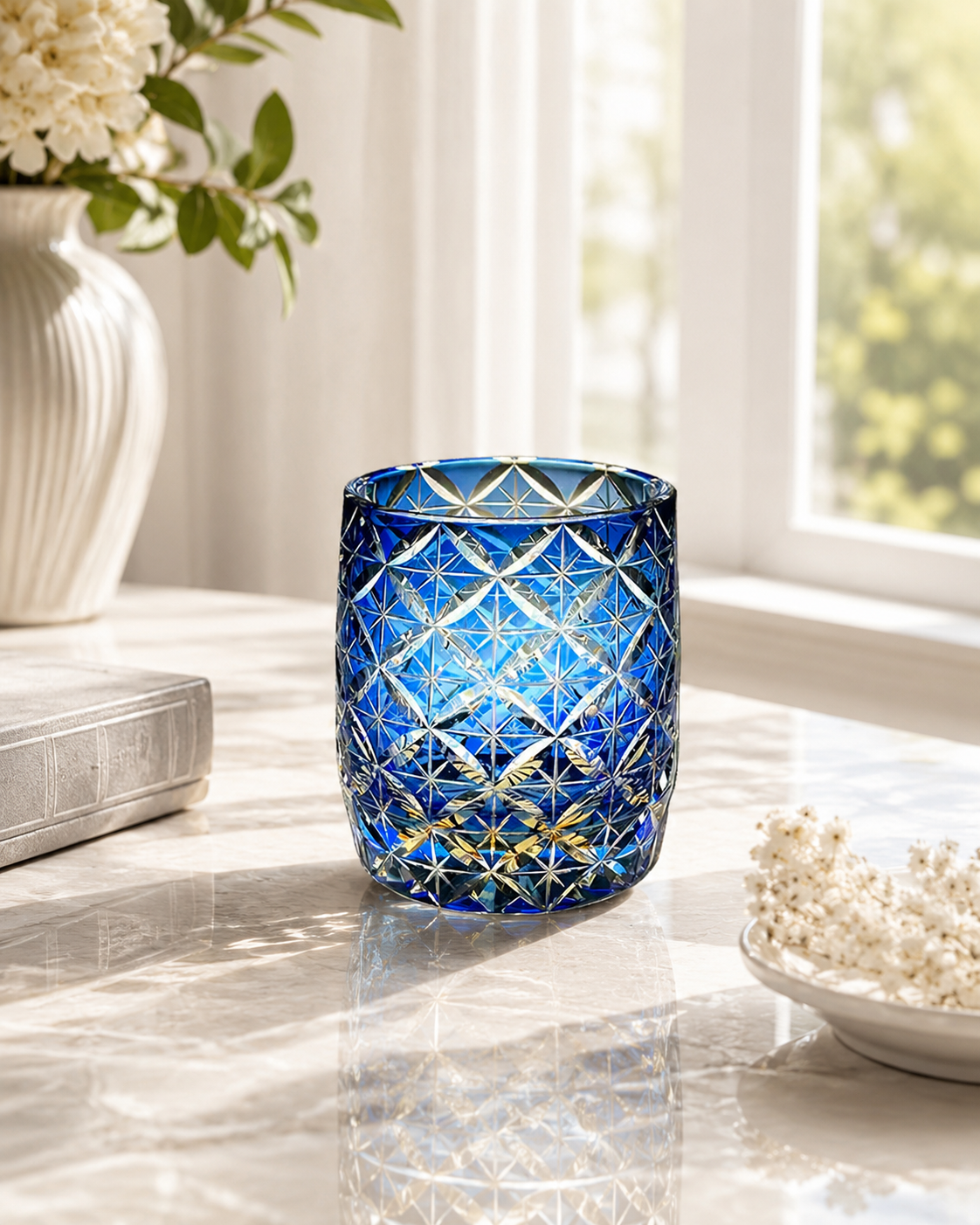 Blue Starry Sky Edo Kiriko Whisky Glass | Japanese Crystal Tumbler - Product image 3