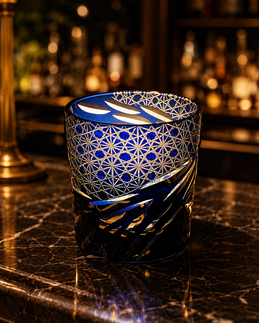 Blue-Eye Dragon Scale Edo Kiriko Whisky Glass | Japanese Crystal Tumbler - Product image 2