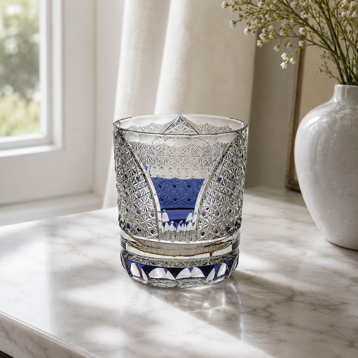 Blue Moon Bay Edo Kiriko Whisky Glass | Japanese Crystal Tumbler - Product image 3