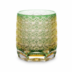 Jade Tide Edo Kiriko Whisky Glass | Green Gold Japanese Crystal Tumbler - Product image 1