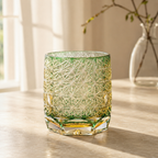 Jade Tide Edo Kiriko Whisky Glass | Green Gold Japanese Crystal Tumbler - Product image 4