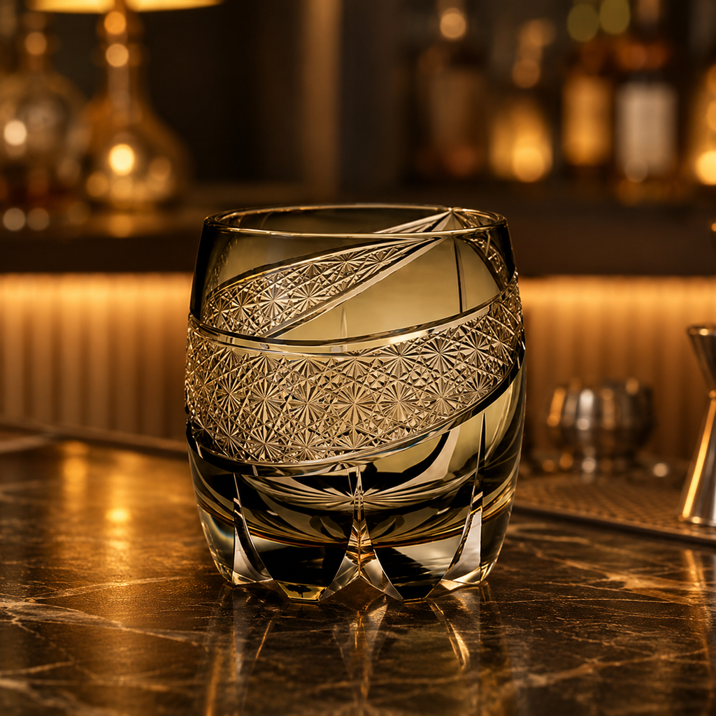 Lightning Smoke Edo Kiriko Whisky Glass | Japanese Crystal Tumbler - Product image 2