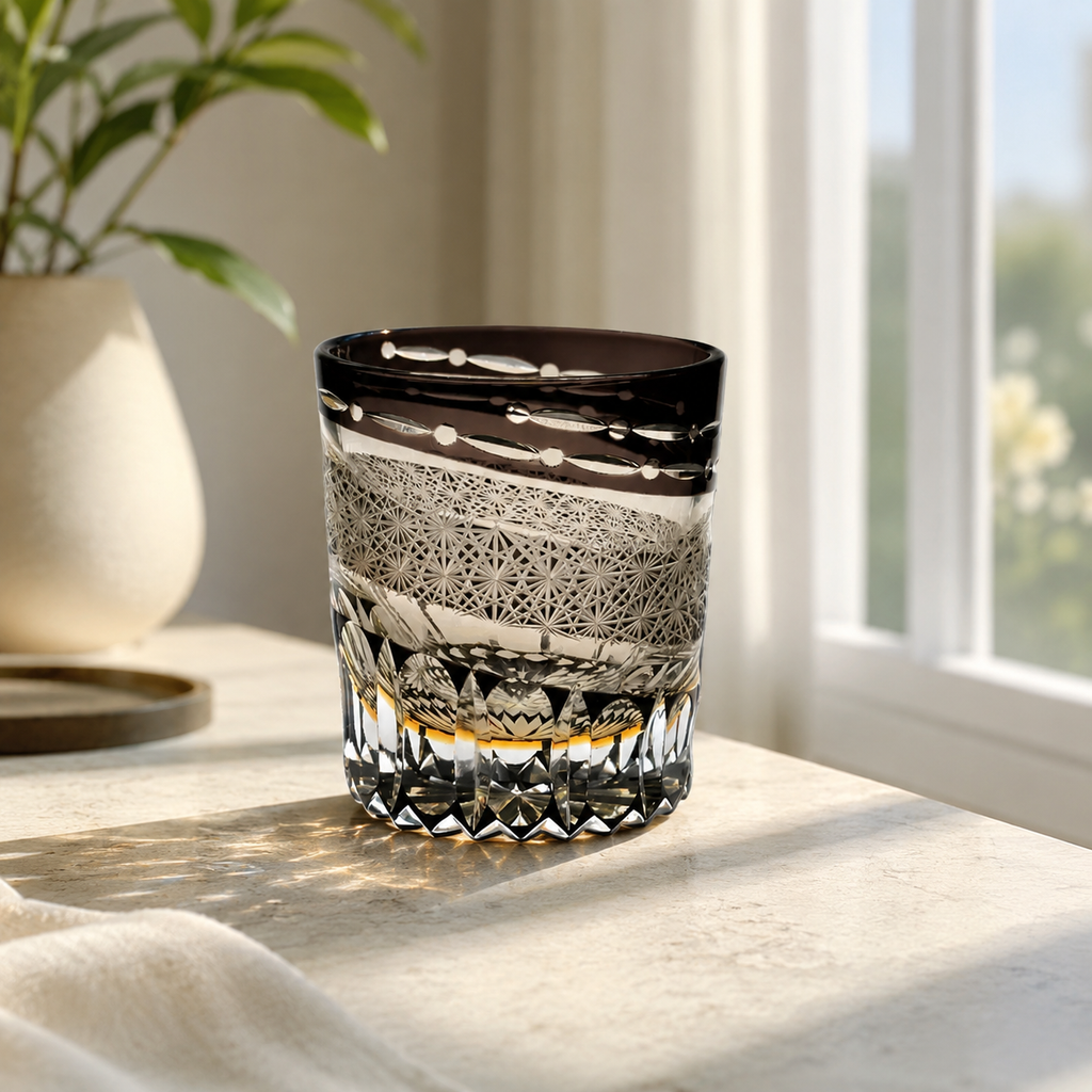 Meteor Moon Smoke Edo Kiriko Whisky Glass | Japanese Crystal Tumbler - Product image 3