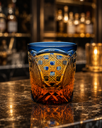 Sunset Strings Edo Kiriko Whisky Glass | Blue Amber Japanese Tumbler - Product image 2