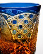 Sunset Strings Edo Kiriko Whisky Glass | Blue Amber Japanese Tumbler - Product image 4
