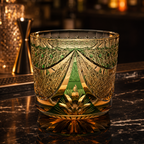 Sea Dragon Green Gold Edo Kiriko Whisky Glass | Japanese Crystal Tumbler - Product image 2
