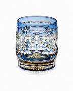 Blue Floral European Cut Crystal Whisky Glass | Handcrafted Tumbler - Product image 1