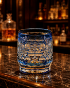 Blue Floral European Cut Crystal Whisky Glass | Handcrafted Tumbler - Product image 2