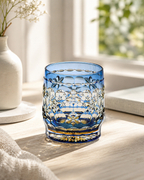 Blue Floral European Cut Crystal Whisky Glass | Handcrafted Tumbler - Product image 3