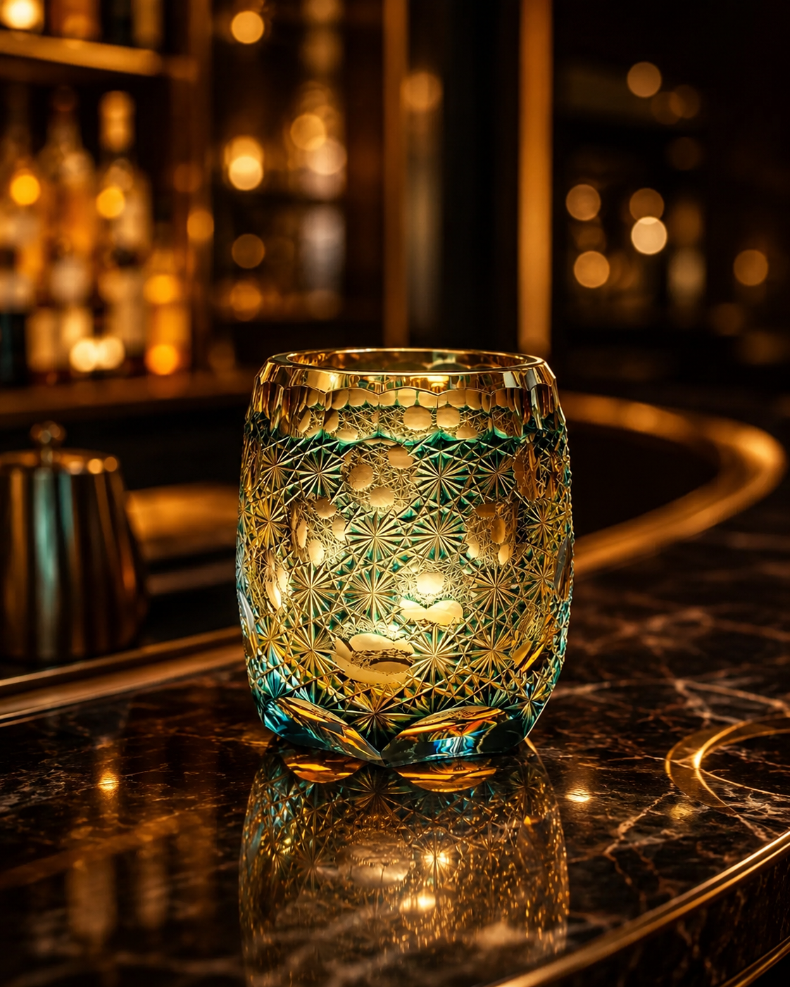 Seven-Star Blue Daisy Edo Kiriko Whisky Glass | Japanese Crystal Tumbler - Product image 2