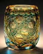 Seven-Star Blue Daisy Edo Kiriko Whisky Glass | Japanese Crystal Tumbler - Product image 4