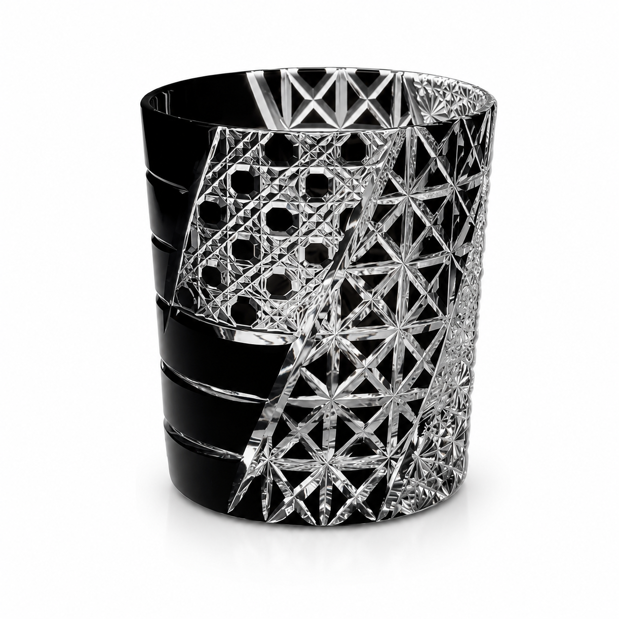 July Night Black Edo Kiriko Whisky Glass | Japanese Cut Crystal Tumbler - Product image 1