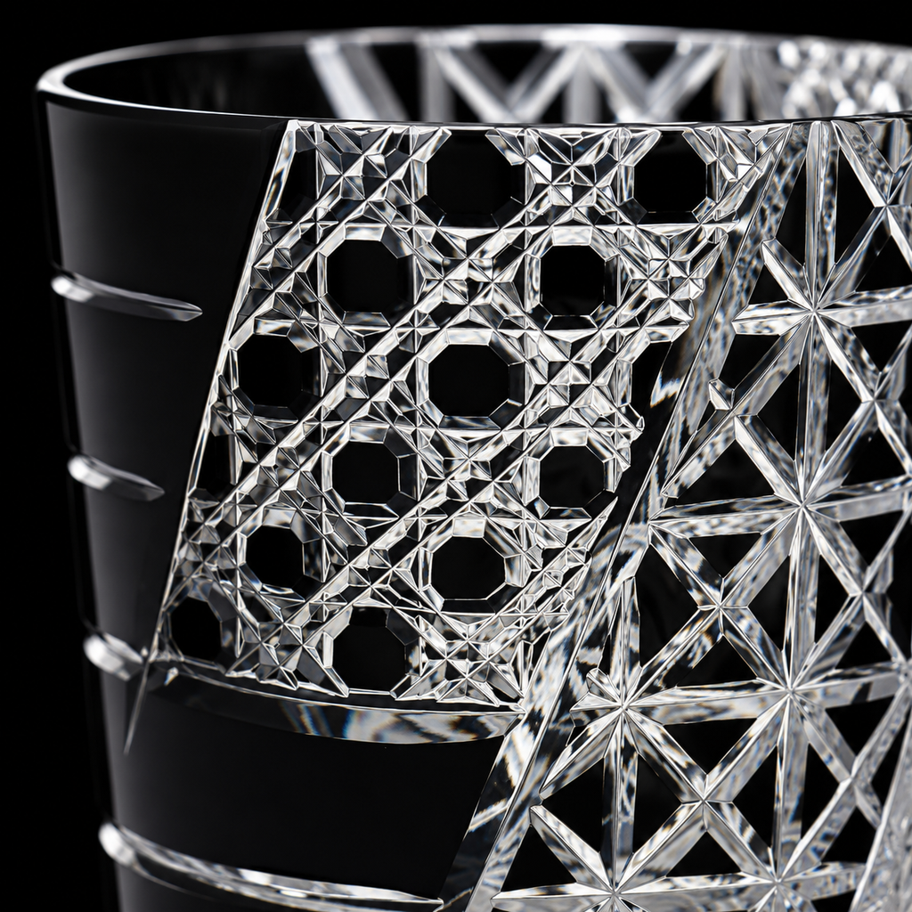 July Night Black Edo Kiriko Whisky Glass | Japanese Cut Crystal Tumbler - Product image 4
