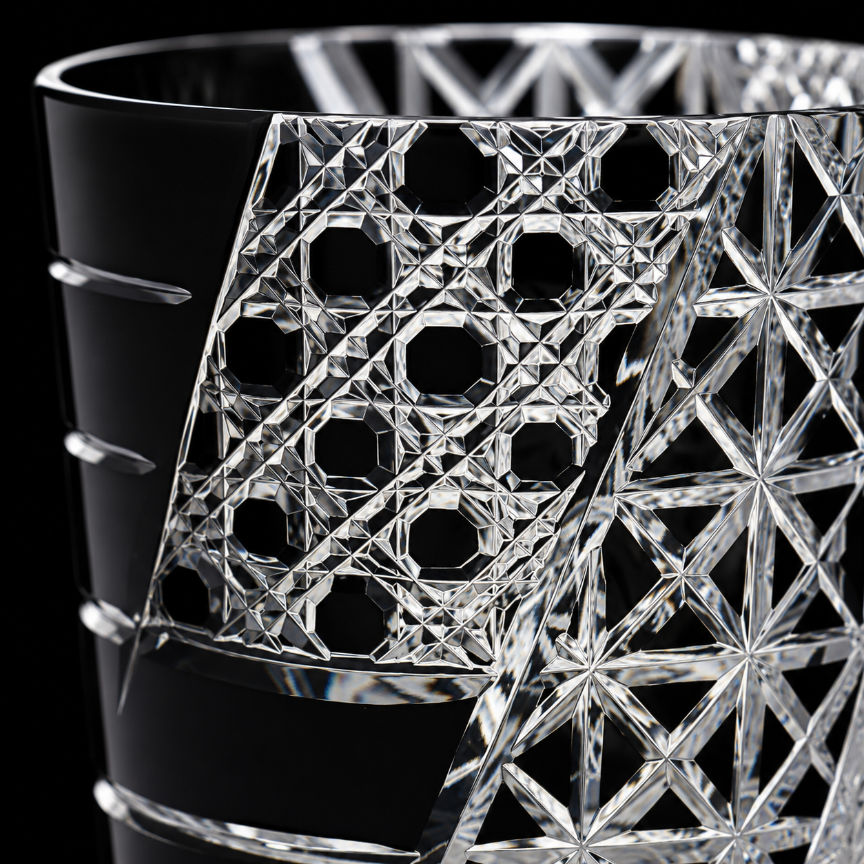 July Night Black Edo Kiriko Whisky Glass | Japanese Cut Crystal Tumbler - Product image 4