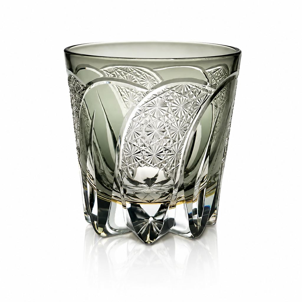 Moon Rainbow Sage Gray Edo Kiriko Whisky Glass | Japanese Crystal Tumbler - Product image 1